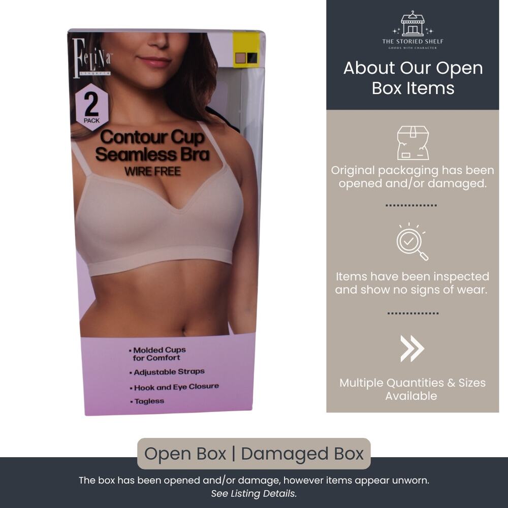 Felina Contour Cup Seamless Bra – 2 Pack (Black & Nude)